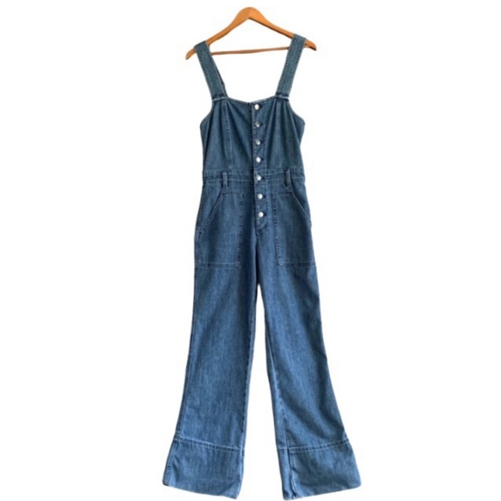 Aerie Kick Flare Denim Jumpsuit Overalls Small